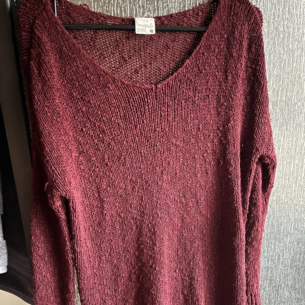 Tilly’s Full Tilt Maroon Dark Red  Open Weave Sweater